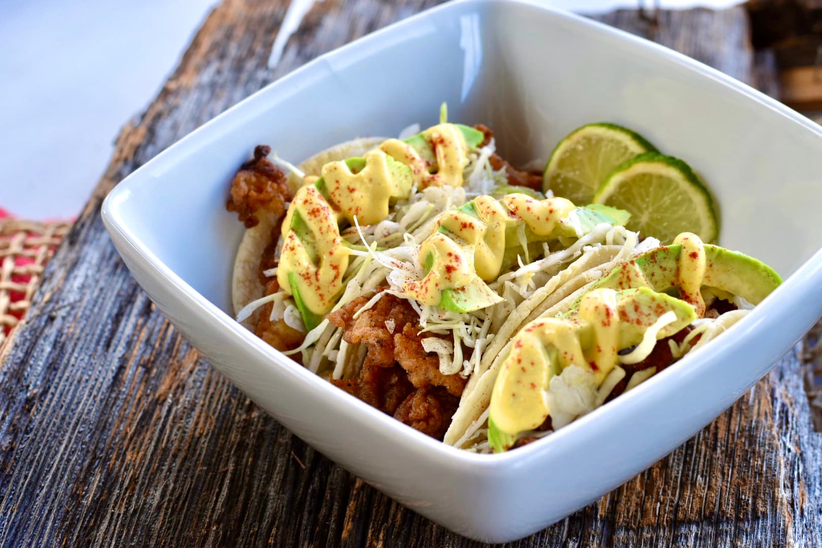 Fried Iguana Tacos with Aji Amarillo Crema